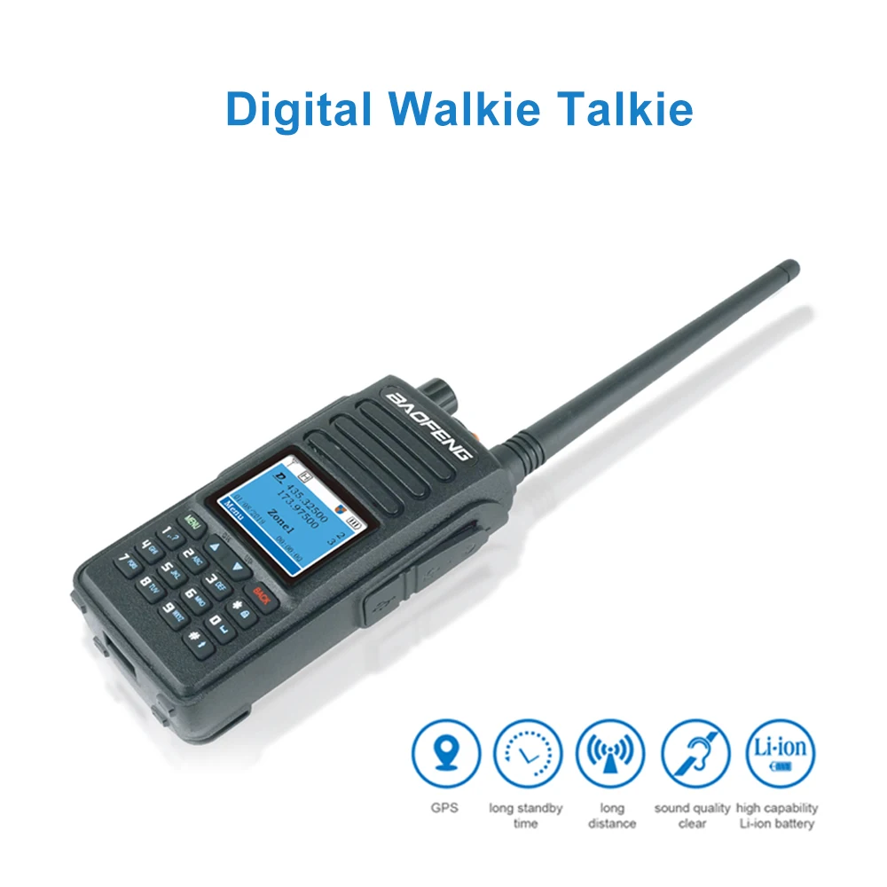 Baofeng-walkie-talkie DM-1702, Radio bidireccional Digital y analรณgica de 5W, banda Dual y modo Dual, DMR, nivel de ranura de tiempo Dual con GPS