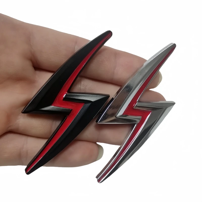 

Car Styling 3D Lightning logo Decorative Metal Alloy Adhesive Emblem Trunk Badge Fender Sticker Body Decal Car Accessory