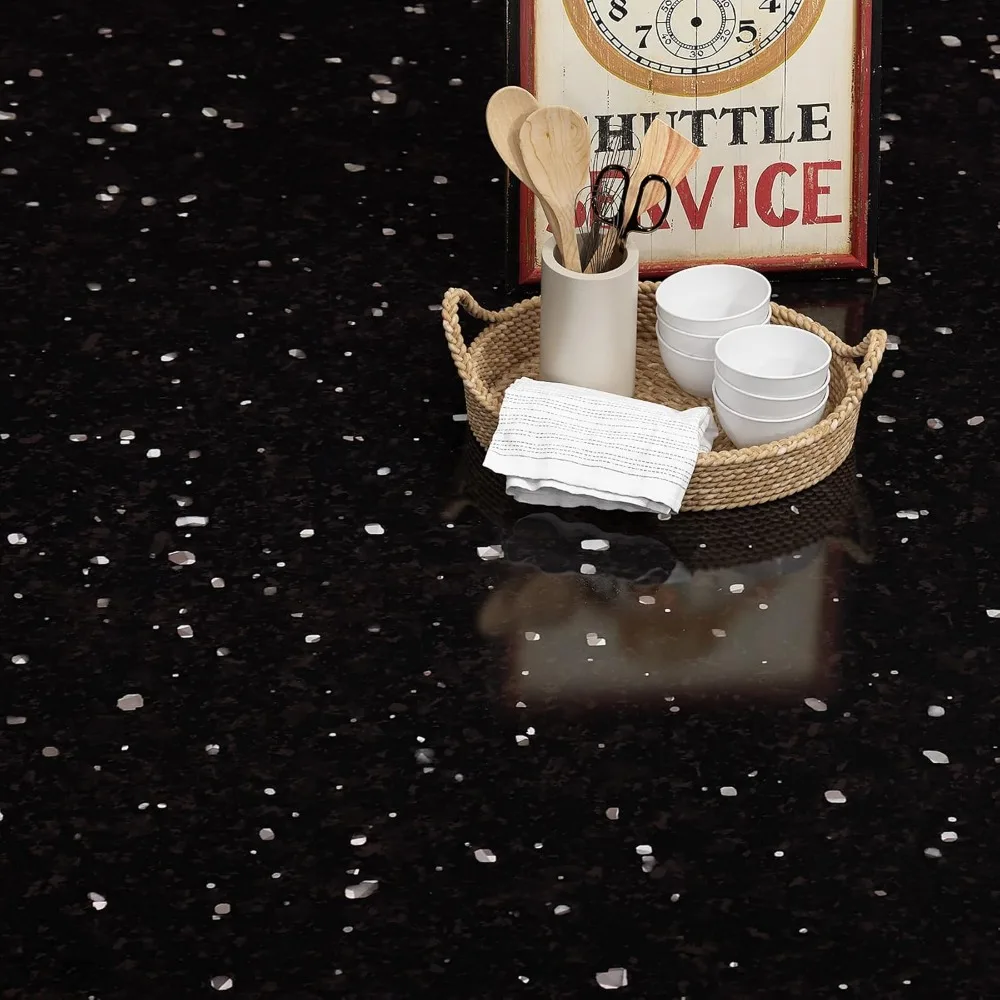 ورق اتصال قابل للتقشير واللصق بنمط الجرانيت باللونين الأبيض والأسود لطاولات المطبخ المقاومة للماء وتزيين الجدران، مقاس 36 × 197 بوصة