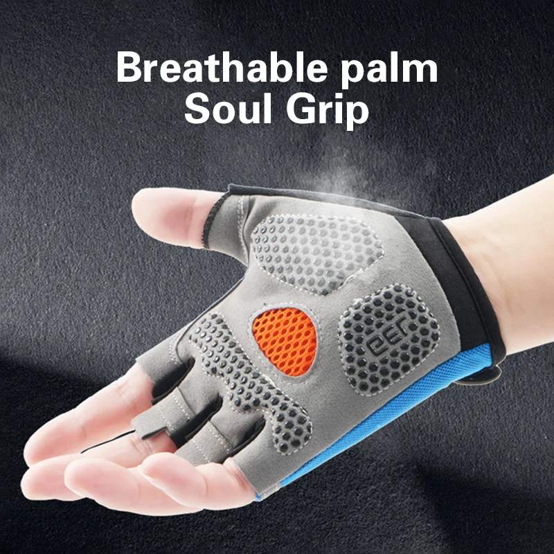 1Pair Sports Half Finger Bike Gloves Outdoor Cycling Fitness Breathable Shock-Absorbing Anti Slip Running Gym Half Cut Gloves