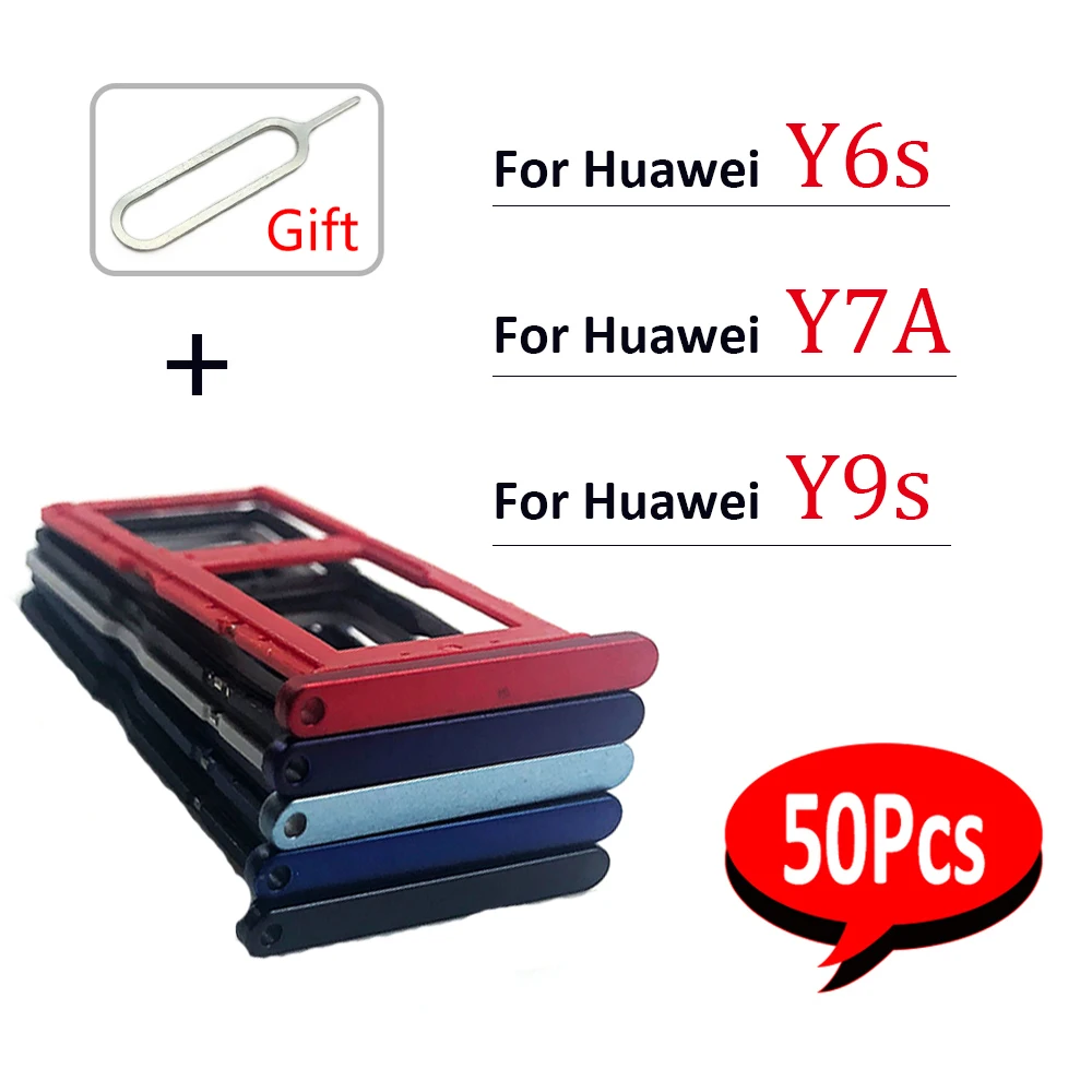 

50Pcs，NEW Mobile Phone Sim Card For Huawei Y6S Y7A Y9S SIM Card Tray chip slot drawer Holder Adapter Accessories With Pin