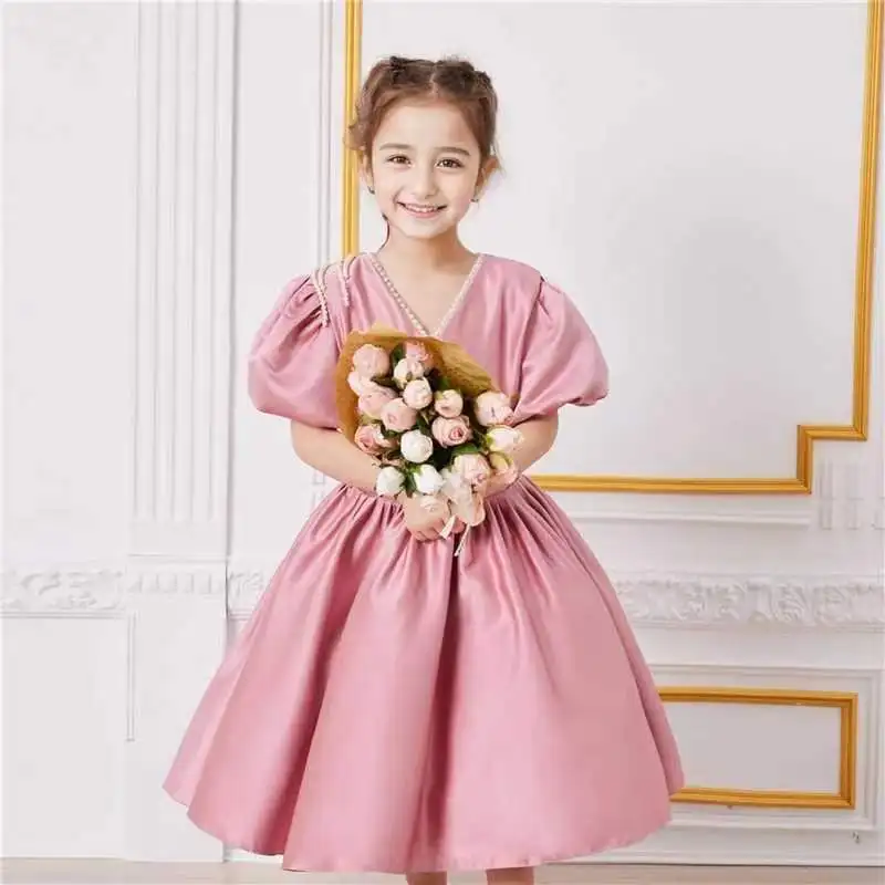 

Children's Dress Wedding Little Girl Birthday Princess Dress Flower Girl Host Piano Performance Dress Girls' Dress