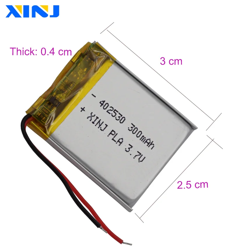 3,7 В, 300 мАч, 1,11 Втч, полимерная литиевая батарея 402530   Для GPS Sat Nav Автомобильная камера Рекордер Bluetooth Динамик Светодиодный