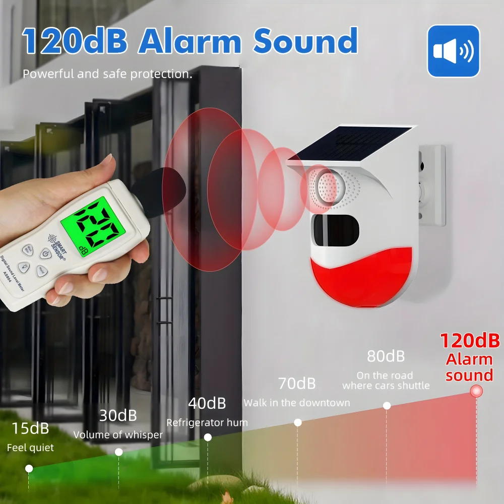 Solar Infrared Alarm Wireless Remote Outdoor PIR Motion Detector Human Sensor Home Security Smart Burglar System 433MHZ Siren