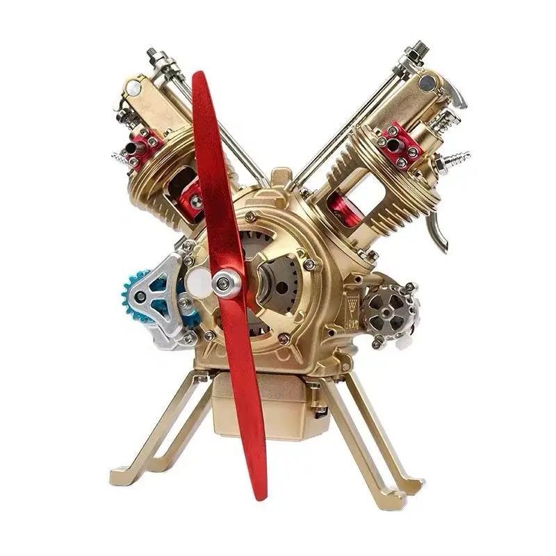 

Alloy twin-cylinder car mini engine, metal assembly mechanical art ornament