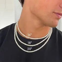 Cool Artificial White Pearl Necklace 1 Pcs Choker Beaded Chain for Men and Women Fashion Jewelry Gift