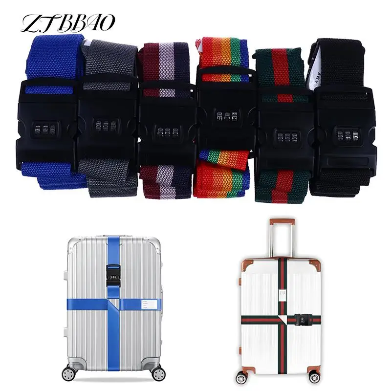 

Adjustable Travel Suitcase Buckle Strap Baggage Belts 4.2m Nylon 3 Digits Password Lock Luggage Strap Cross Belt Packing