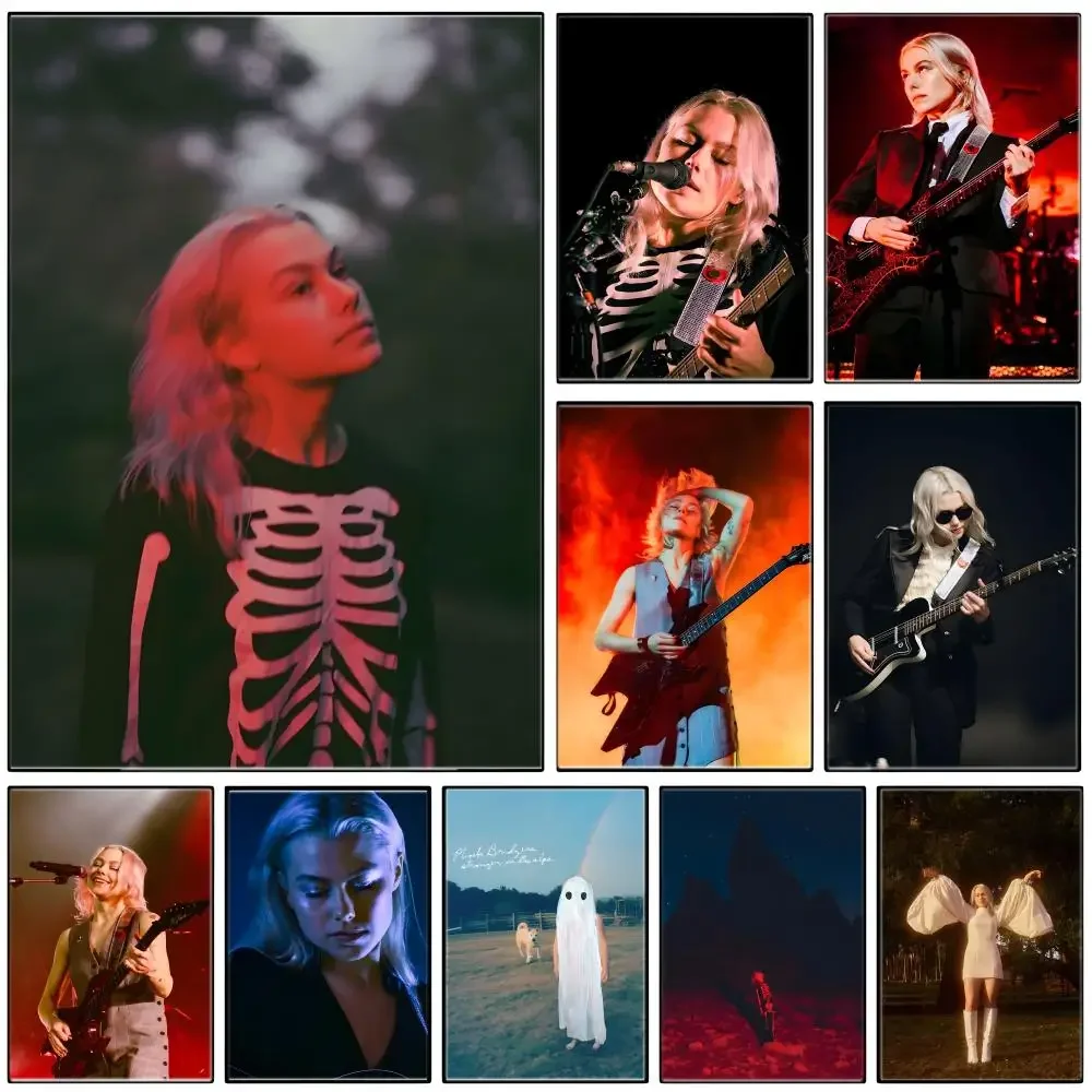 Indie Folk P-Phoebe Bridgers Poster Self-adhesive Art Waterproof Paper Sticker Coffee House Bar Room Wall Decor
