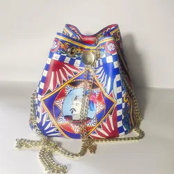 Authentic PU bucket bag, high-quality stitching, fashionable chain, armpit bag, one-shoulder, cross-body women's bag, handbag