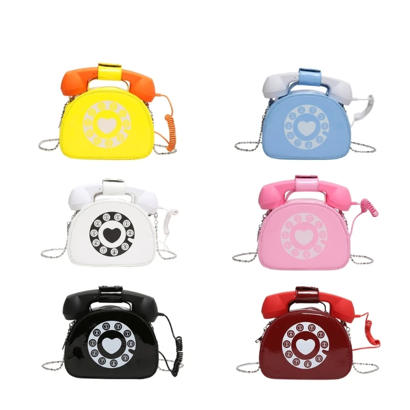 

Retro Dials Phone Bag for Women PU Leather Crossbody Bag Chain Strap Shoulder Bag Creative Handbag