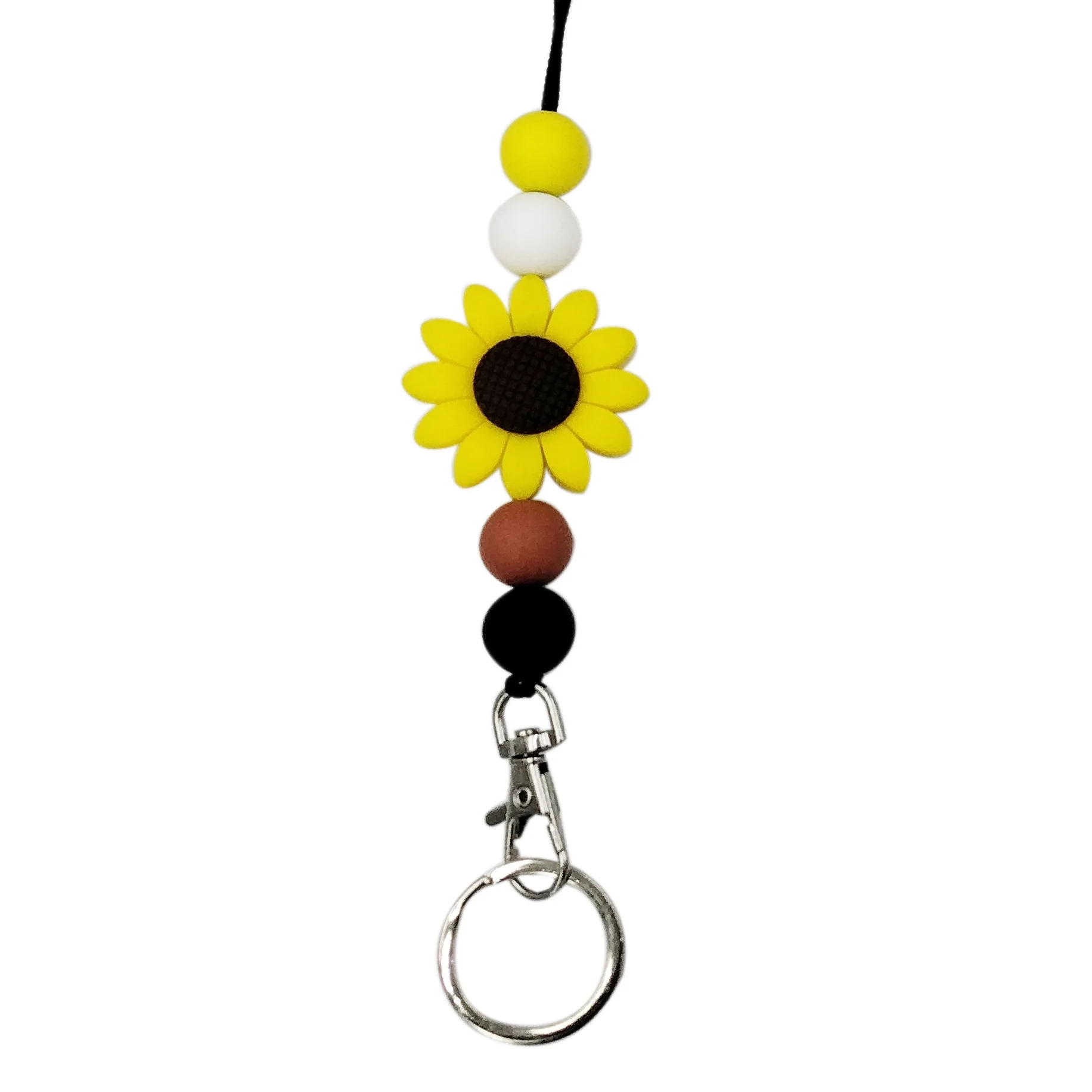 Daisy Silicone Wood Bead Mama Keychain Monogram Key chain For Mom Key Ring DIY Gift