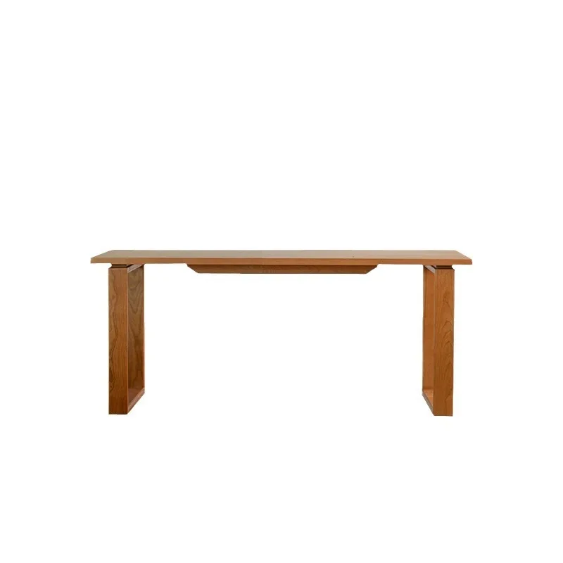 厚みのある北欧風和風小型アパート用長テーブル、桜材製作業台、大型板テーブル、脚の高さ調整可能