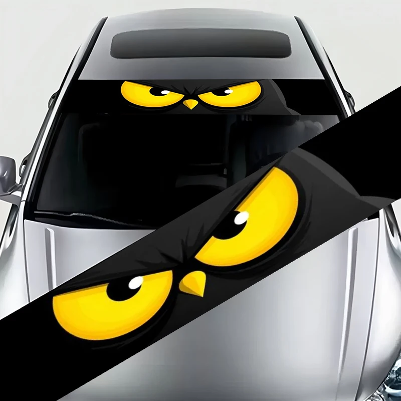 

1 eye-catching yellow eye black owl decorative graphic car windshield sticker, waterproof and highly durable, suitable for all