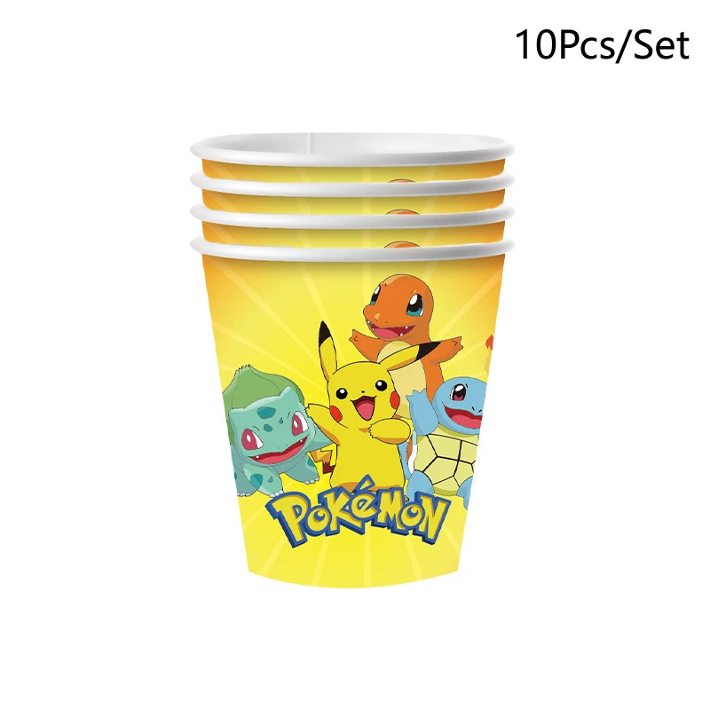 Pokémon Birthday Party Decoration, Paper Cups, Cups, Disposable Paper Cups, Pikachu-pattern Paper Cups, Party-use Paper Cups