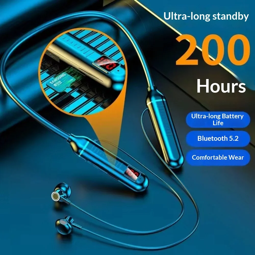 New Model Bluetooth Neckband Earphones HiFi Stereo Sound Noise Cancellation Comfortable for Running Sports Business Sleep E-Spor