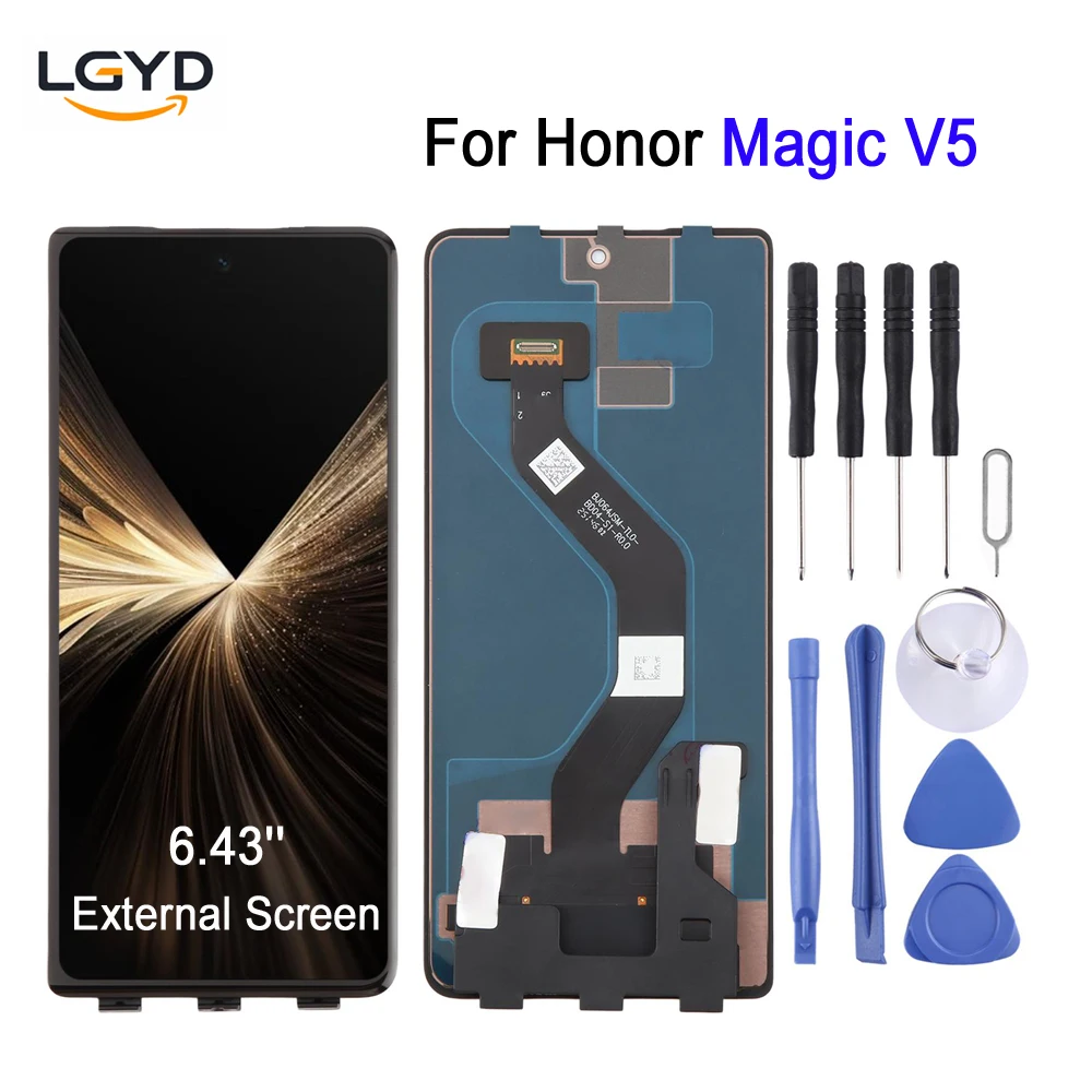 6.43'' Secondary Screen For Honor Magic V5 2025, MBH-N49 MHG-AN00 MBH-AN10 Phone OLED External Screen Replacement Spare Part