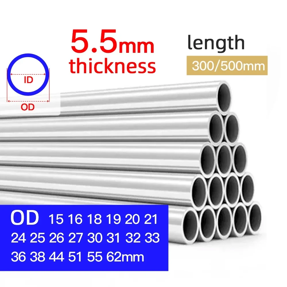 

Aluminium Pipe 5.5mm Thickness 15-62mm OD Straight 300mm 500mm Long Round 6063 Aluminum Alloy Tube