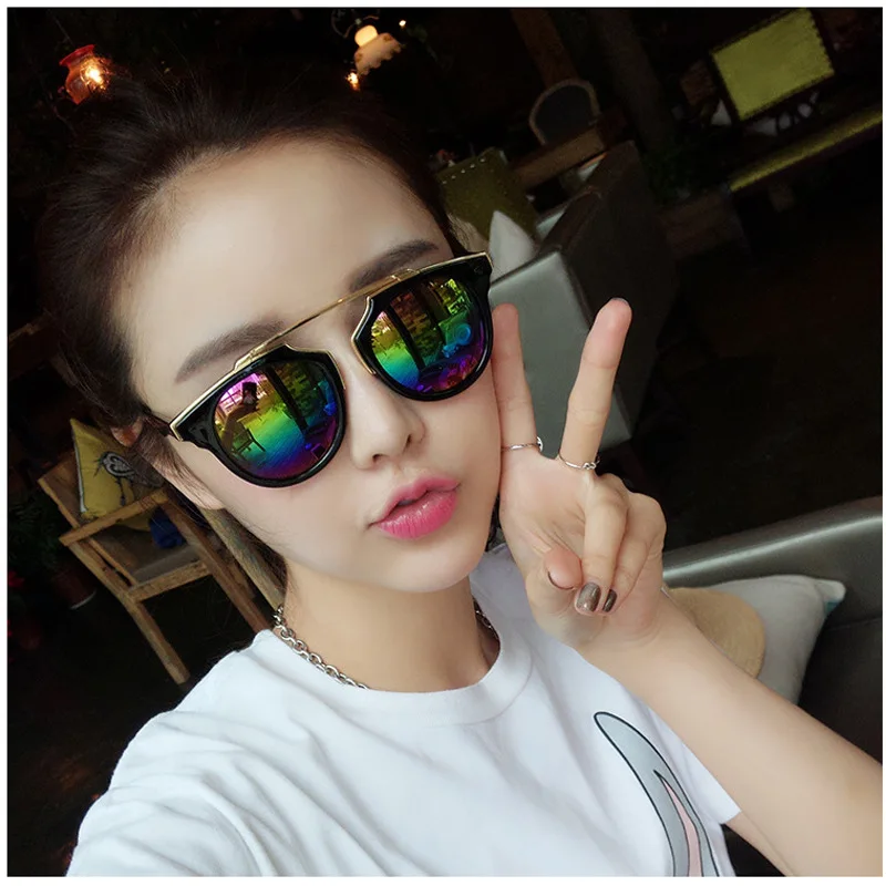 Vintage Women Sunglasses Luxury Brand Designer Mirror Round Sun Glasses Female Vintage Eyewear Oversized UV400 Oculos De Sol