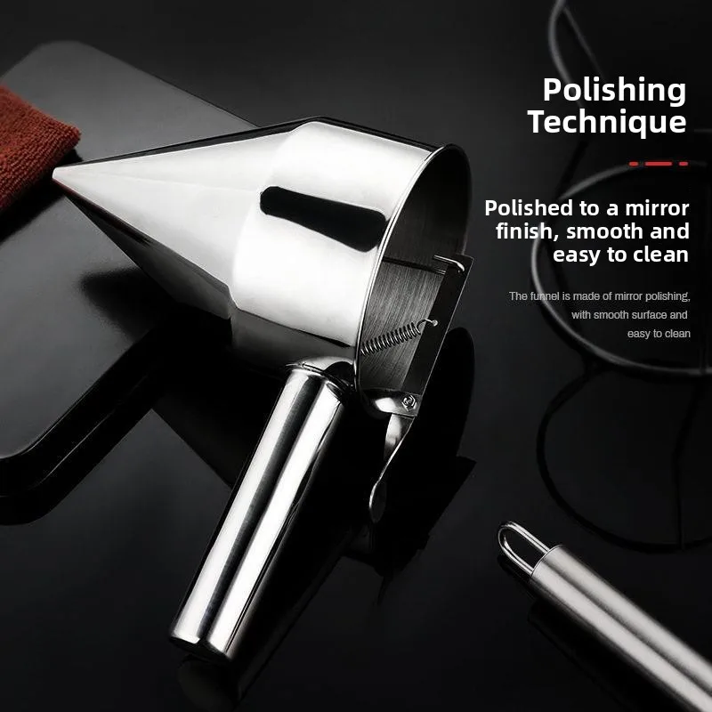 Stainless Steel Handheld Funnel Large Diameter for Cake Baking Tools Squeezy Inkjet Nozzle for Batter Dispenser Octopus Ball