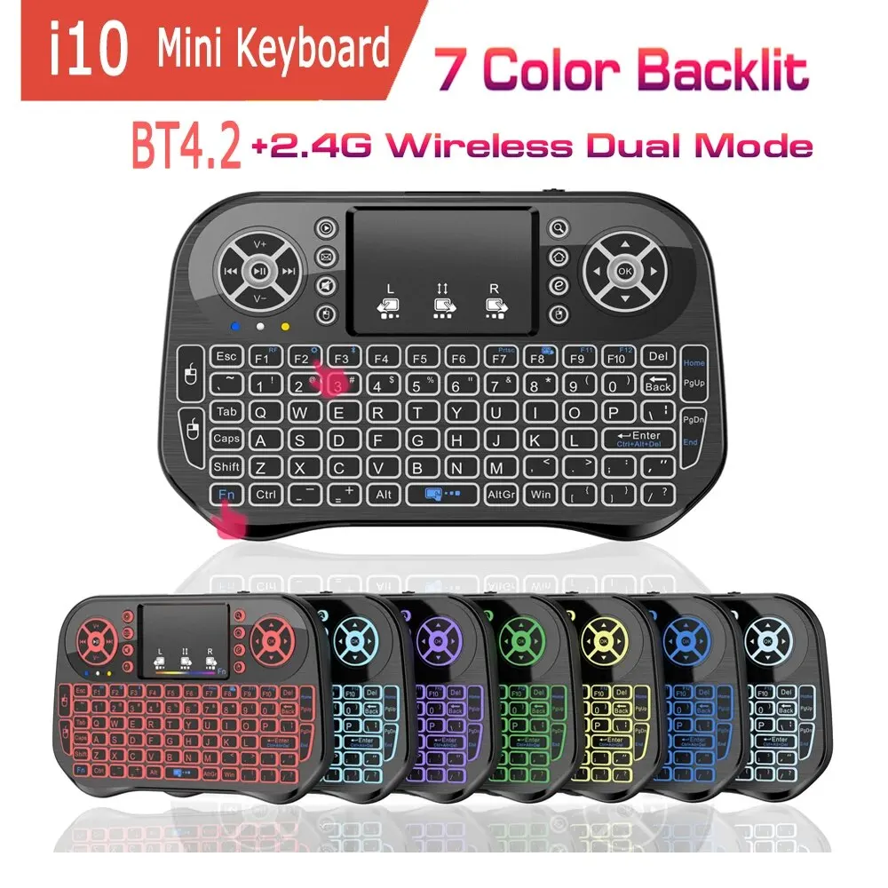 Wireless Bluetooth Mini Keyboard 2.4G Dual Mode Backlit English Russian French Spanish Portugal for Android TV Box PC Projector