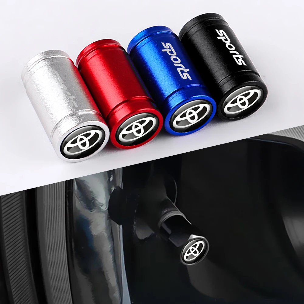 4 قطعة سيارة معدنية عجلة الاطارات صمام قبعات شعار غطاء اكسسوارات السيارات لتويوتا كورولا يارس TRD برادو ميراي كامري لاند كروزر #3