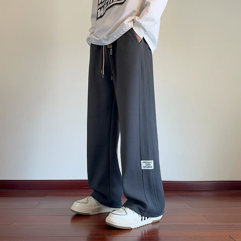 

New Fashion 2025 Mens Wide Leg Joggers Trendy Loose Fit Casual Pants Men's Straight Leg Sports Trousers Streetwear Plus Size