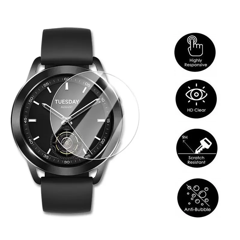 5PCS Screen Protector for Xiaomi Mi Watch S3 47mm Smartwatch Tempered Glass Scratch-Proof Protective Film