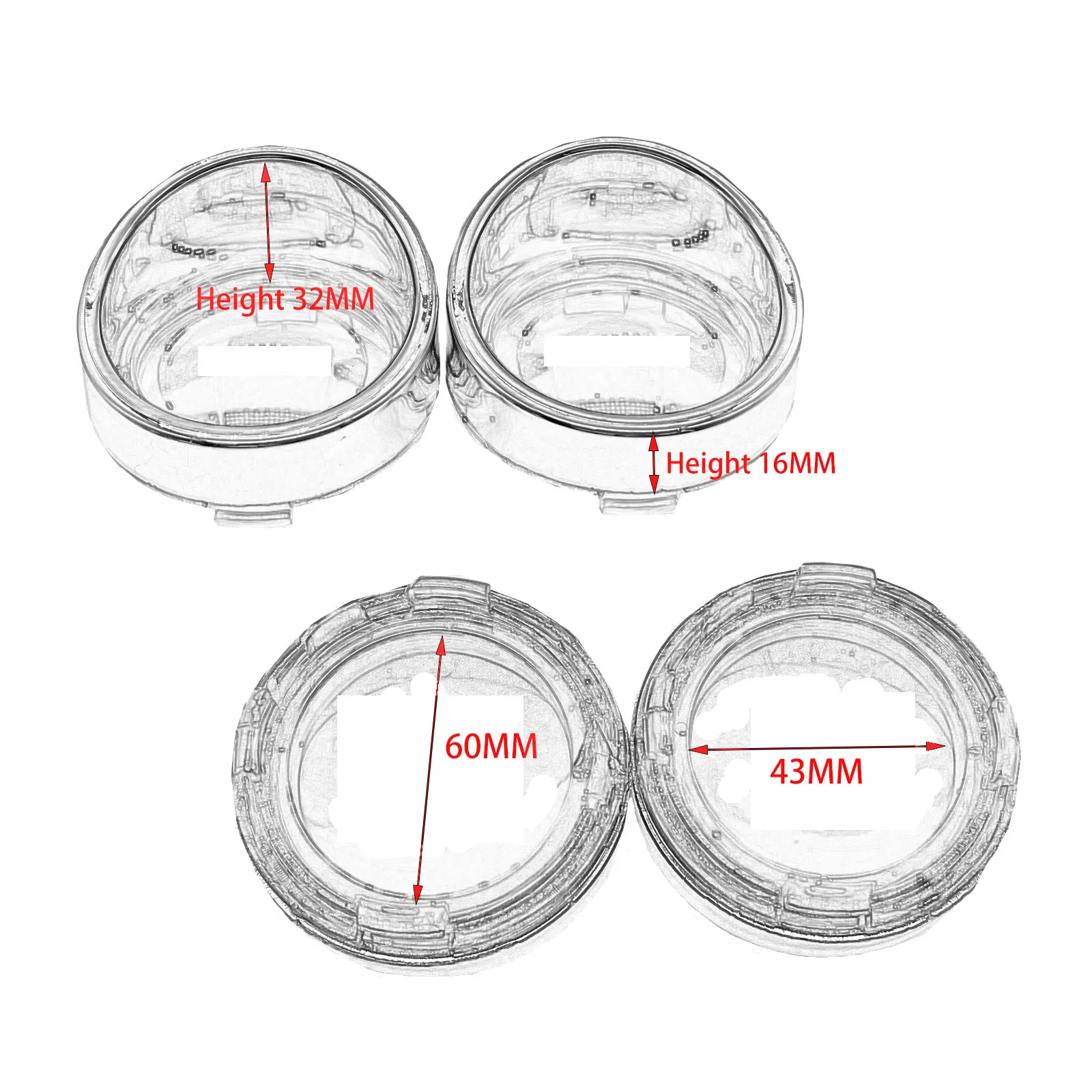 2 Inch Bullet Turn Signal Light Lens Cover with Chrome Visors For Harley Dyna Sportster Street Electra Glide Road King Fatboy
