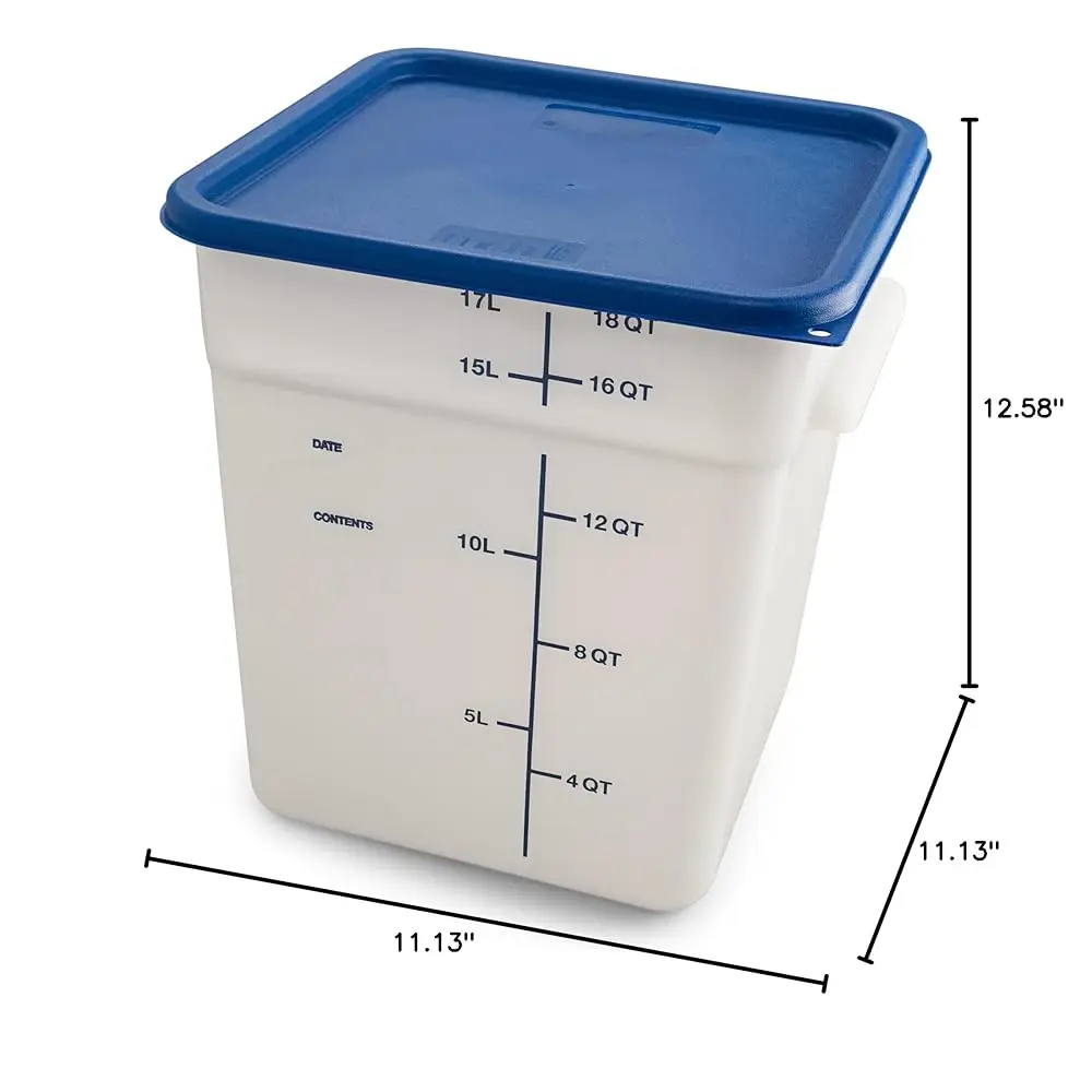 Squares Square Food Storage Container With Stackable Design For Catering, Buffets, Restaurants, Plastic, 18 Quarts, White