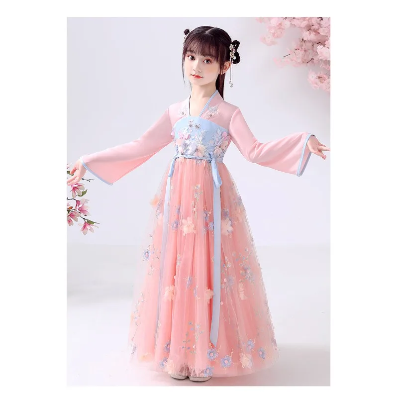 

Hanfu Girls' Spring and Autumn Ancient Costume Chinese Style New Style Spring Super Fairy Girl Tang Suit