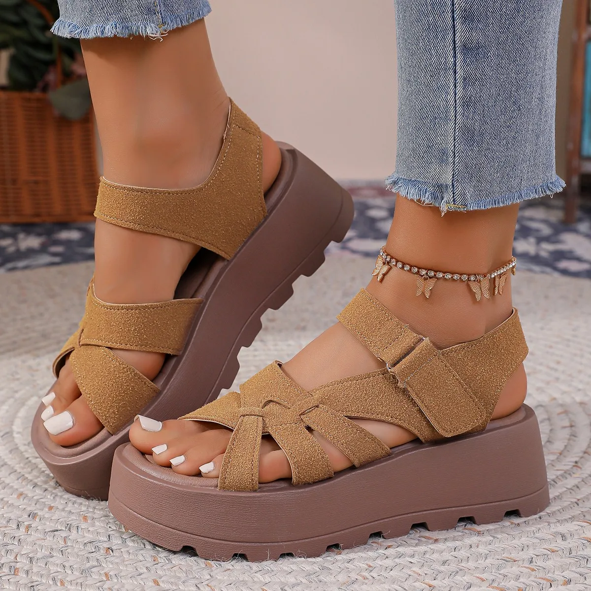 Designers mulheres verão sandálias de couro dedo do pé aberto plataforma cunha tênis novas mulheres sapatos casuais praia sandálias das mulheres
