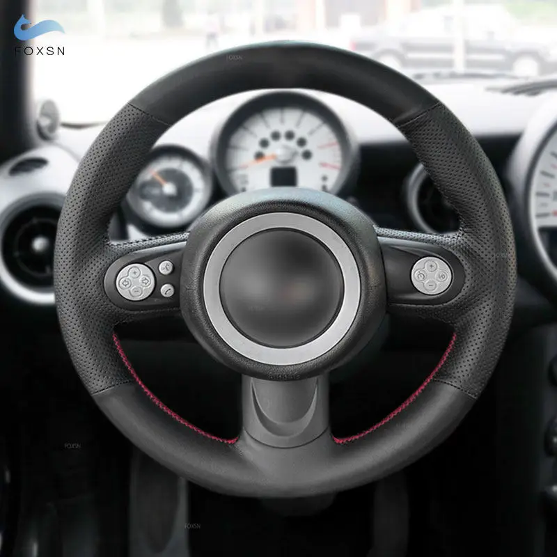 

Braid Steering Wheel For Mini Hatchback Clubman Clubvan Convertible Coupe Roadster 3-Spoke Car Steering Wheel Leather Cover Trim