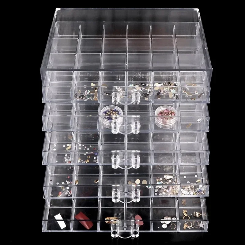 120 Lattices Decor Art Nails Organizer Plastic Earrings Storage Box Jewelry Case Ring Container 5 Layers Ear Stud Display Tray