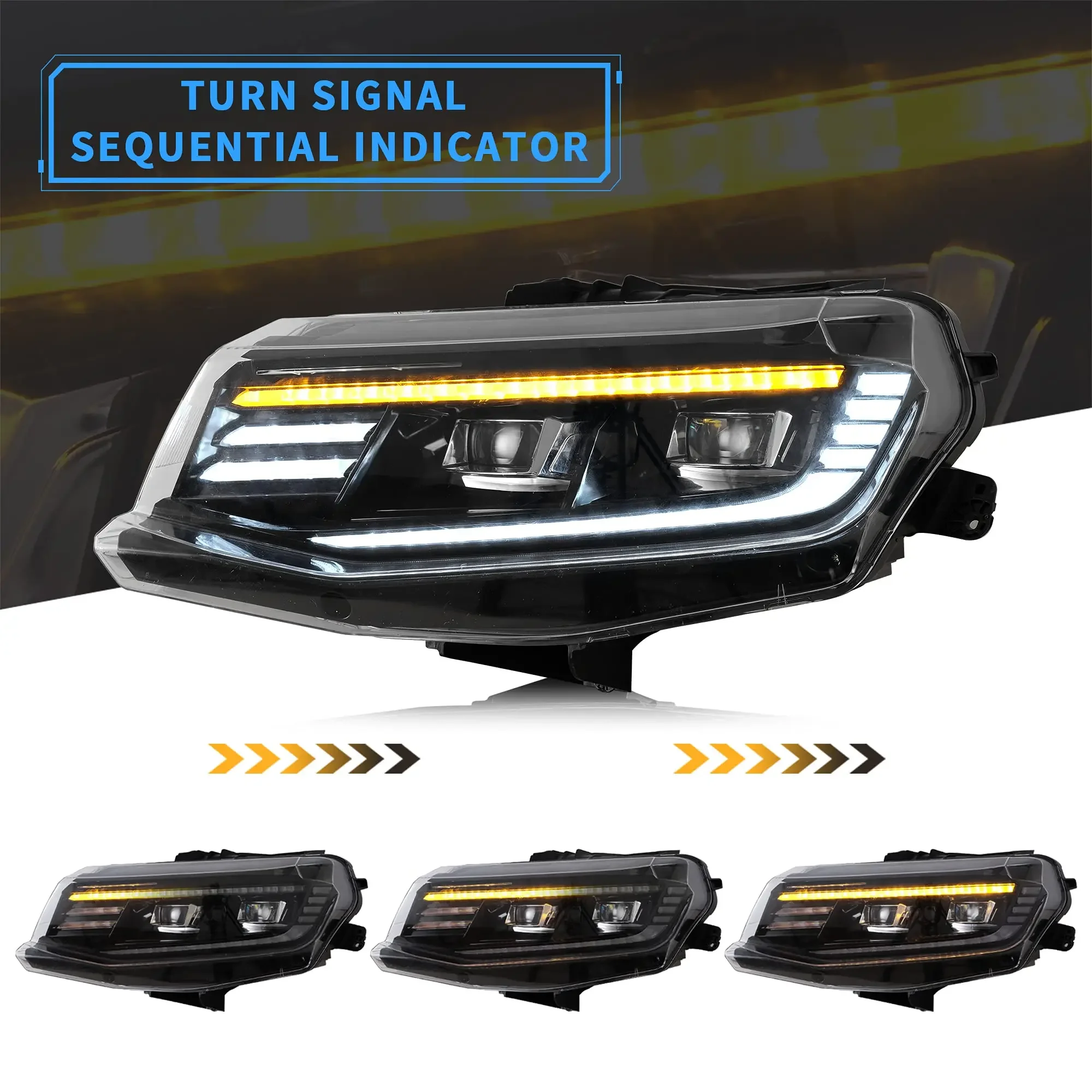 For Chevy Camaro 2016-2018 LT SS RS ZL1 LS LED Headlights Assembly Fit for Projector W/ Dynamic Animation Sequential