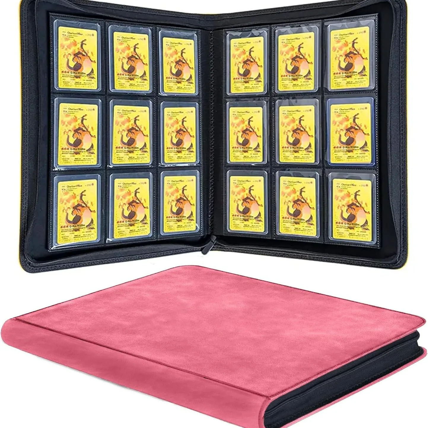 PU Suede 288 Hold TCG Card Binder 9 Pocket Zippered Waterproof for Pokemon YuGiOh Magic Cards Anime Game Card Collection Album