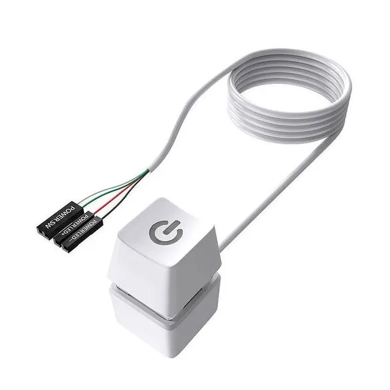 2m Computer Desktop Switch Blue LED Light Motherboard External Start Power On/Off Switch Button Extension Cable For Home Office