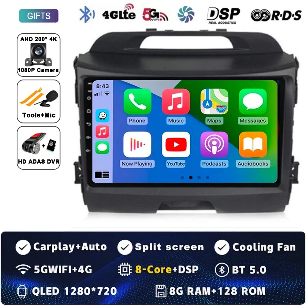 Android 15 Autoradio Android Voor KIA Sportage 3 Sportage R 2010-2016 Carplay Multimedia Speler autoradio 4G wifi Qualcomm 2din