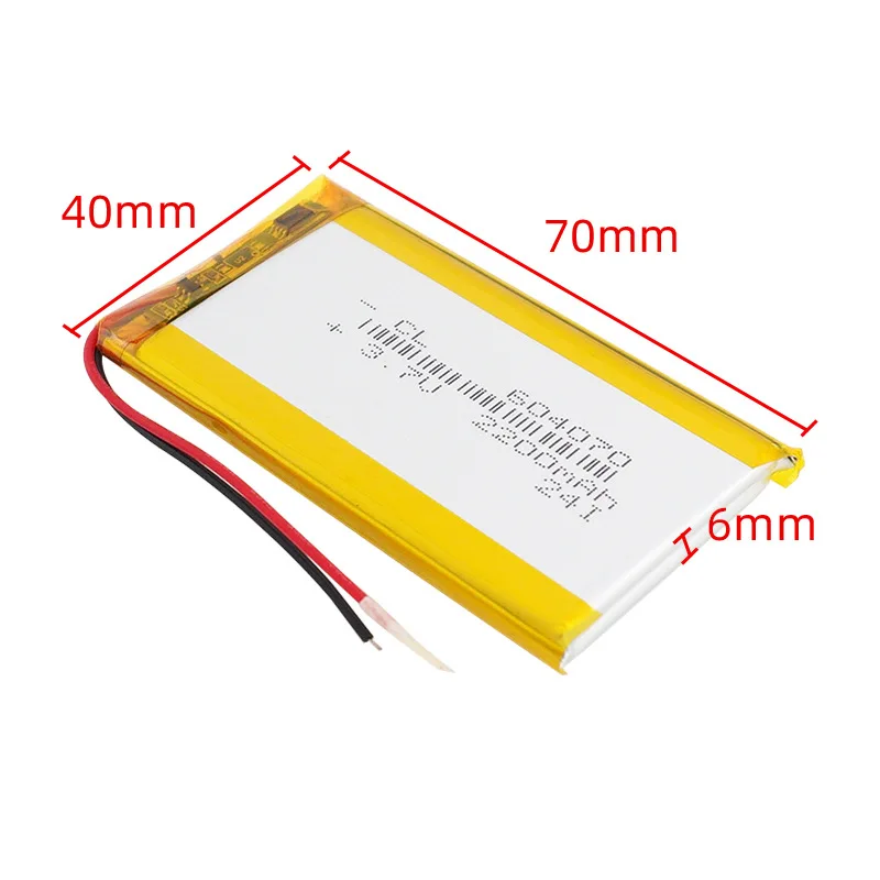 3.7V 2200mAh  604070 Polymer Lithium LiPo Rechargeable Battery For Mp3 GPS PSP Mobile Phone PAD MID DVD Power Bank Recorder