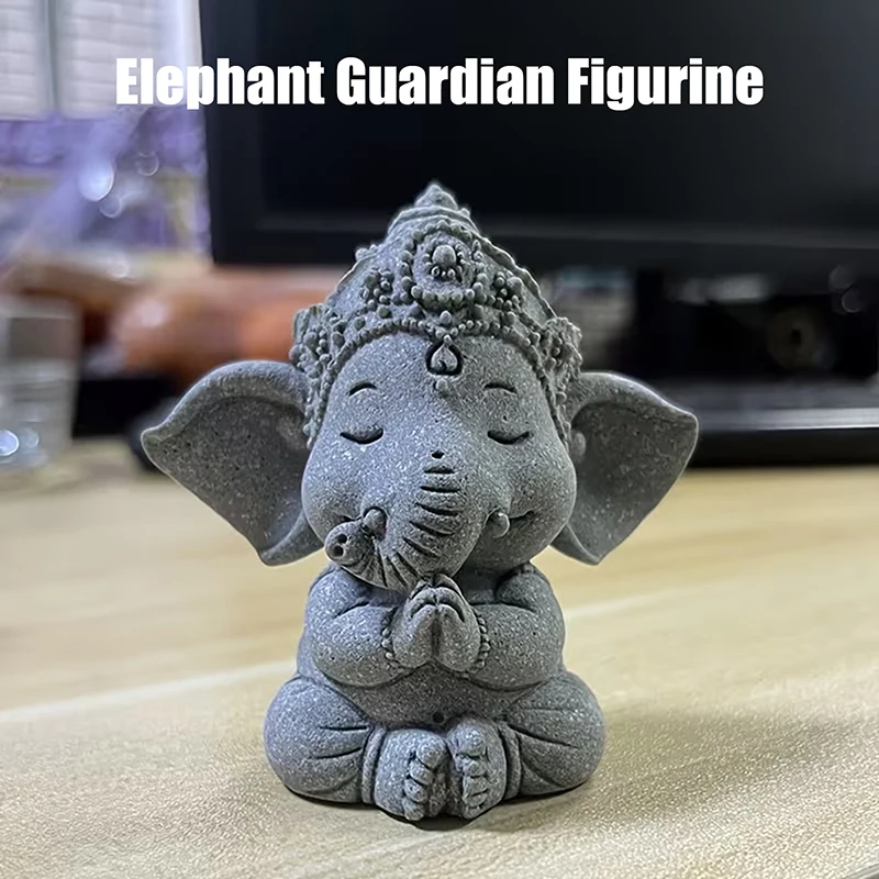 1pc Elephant Statue With Hands Clasped In Prayer Position, A Guardian Elephant Statue, For Home Decoration.