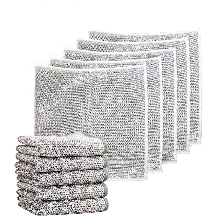 

2024 New Non Scratch Wire Dishcloth cleaning cloth Soft Wire Dishwashing Rags Safe for NonStick Cookware Scrubs and Cleans for