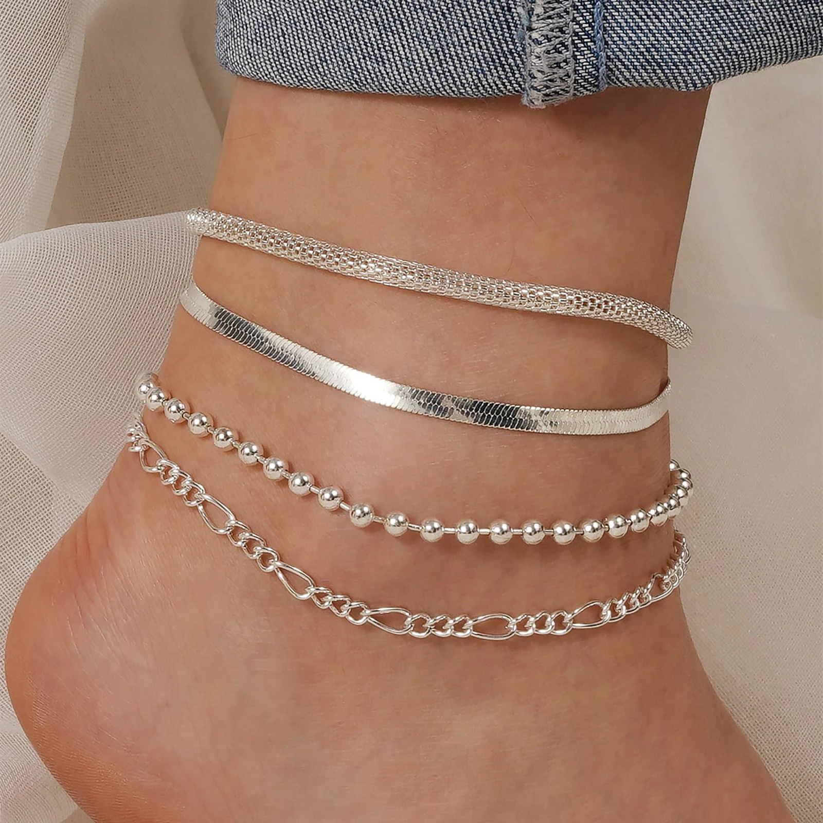 Minimalisti scher Stil Silber sexy Persönlichkeit Frauen Kette Füße Kette kupfer beschichtet Silber hypo allergen Mädchen Kette Füße Kette