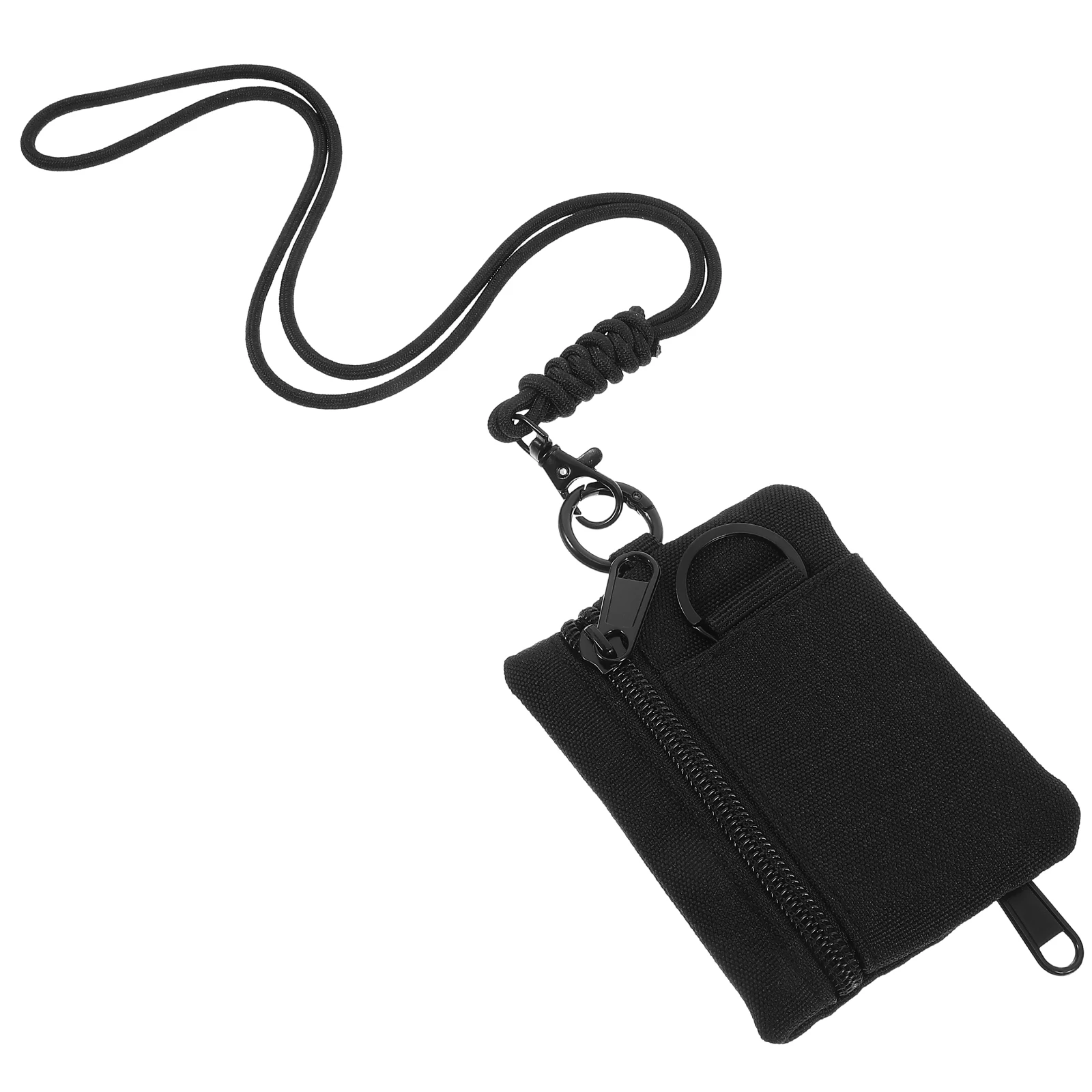 

Multifunctional Headphone Bag Camping Backpack Pouch Lanyard Purse Hanging Coin Keychain Storage Black Travel