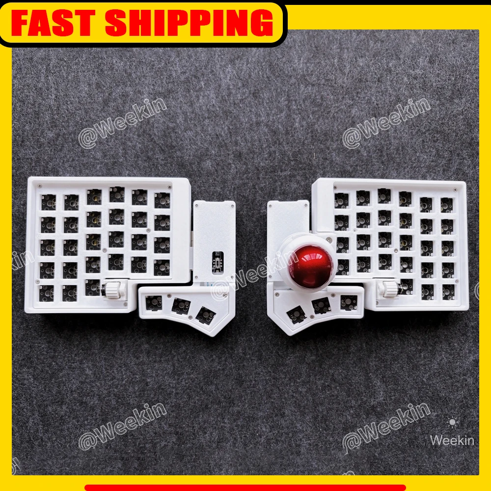 

Weekin CCK-BALL Split Keyboard Zmk Dual Knobs Crosses Adjustable Mechanical Keyboard Kit Wireless Bluetooth Trackball PC Gamer