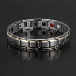 Men's Titanium Steel Therapeutic Magnetic Couple Health Germanium Bracelet for Arthritis Pain Surgical Grade Steel Jewelry