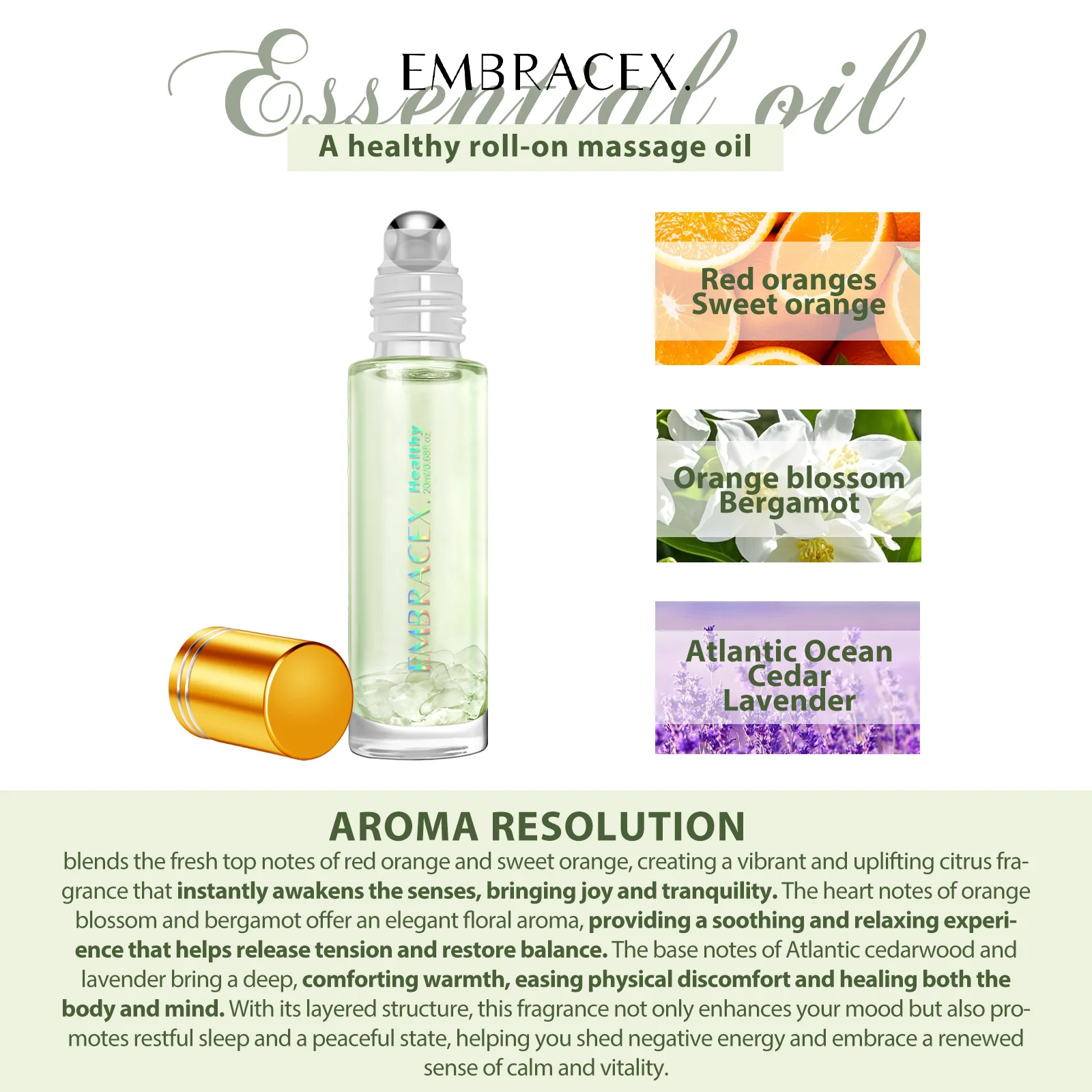 20ml Healthy Fragrance Oils Roller ball Long lasting Scent Travel Size Air Freshening For Car or Car Gifts Suitable