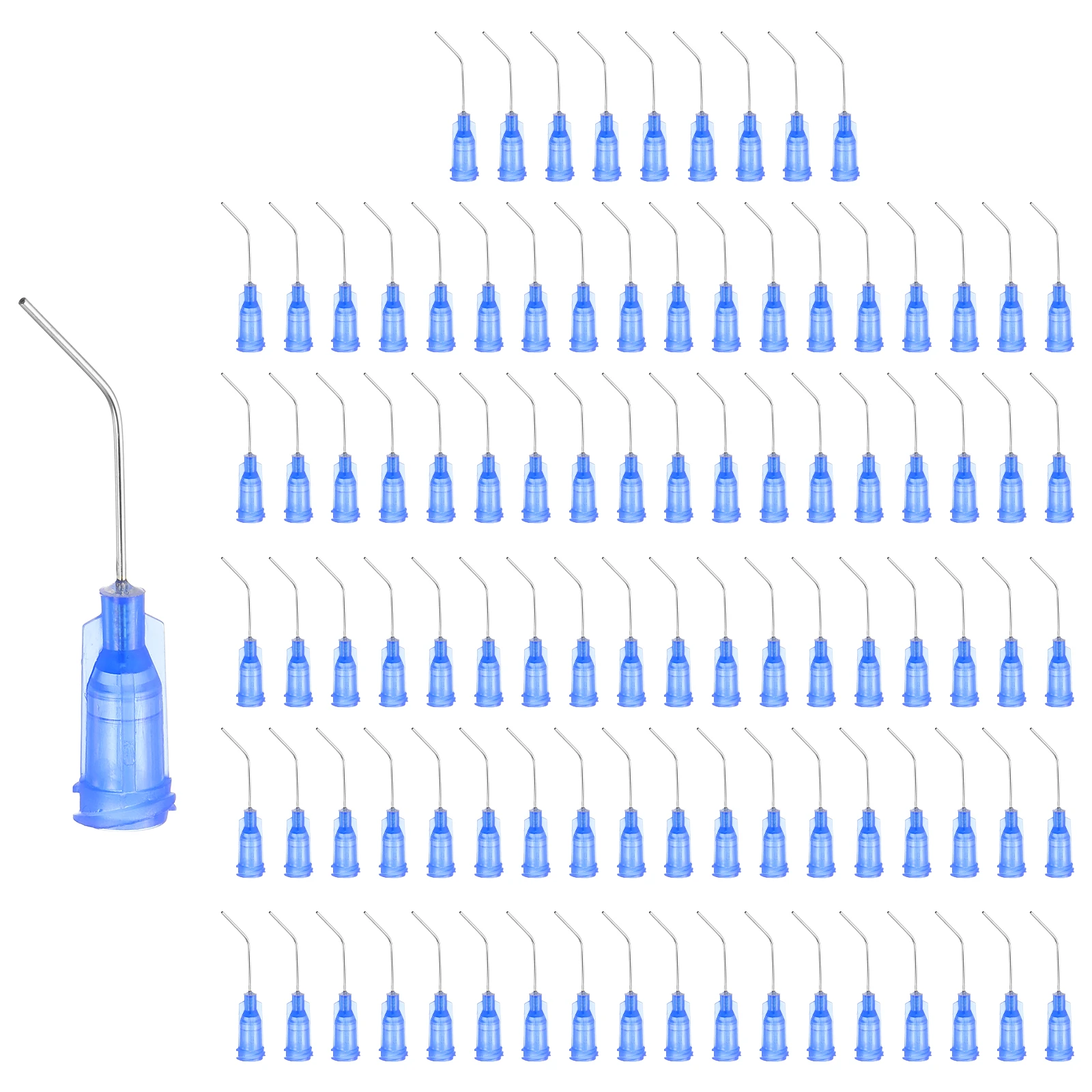 200 Pcs Angled Blunt Tip Dispensing Needles Stainless Steel 45 Degrees Bent Dispensing Tips with Luer Lock