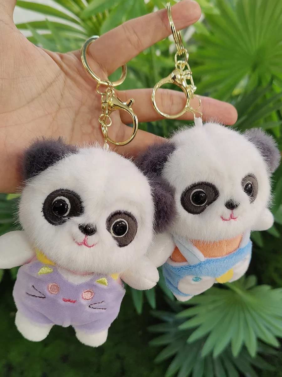 Panda doll pendant, suspender, plush toy, little panda doll, cute bag, pendant, keychain, birthday gift