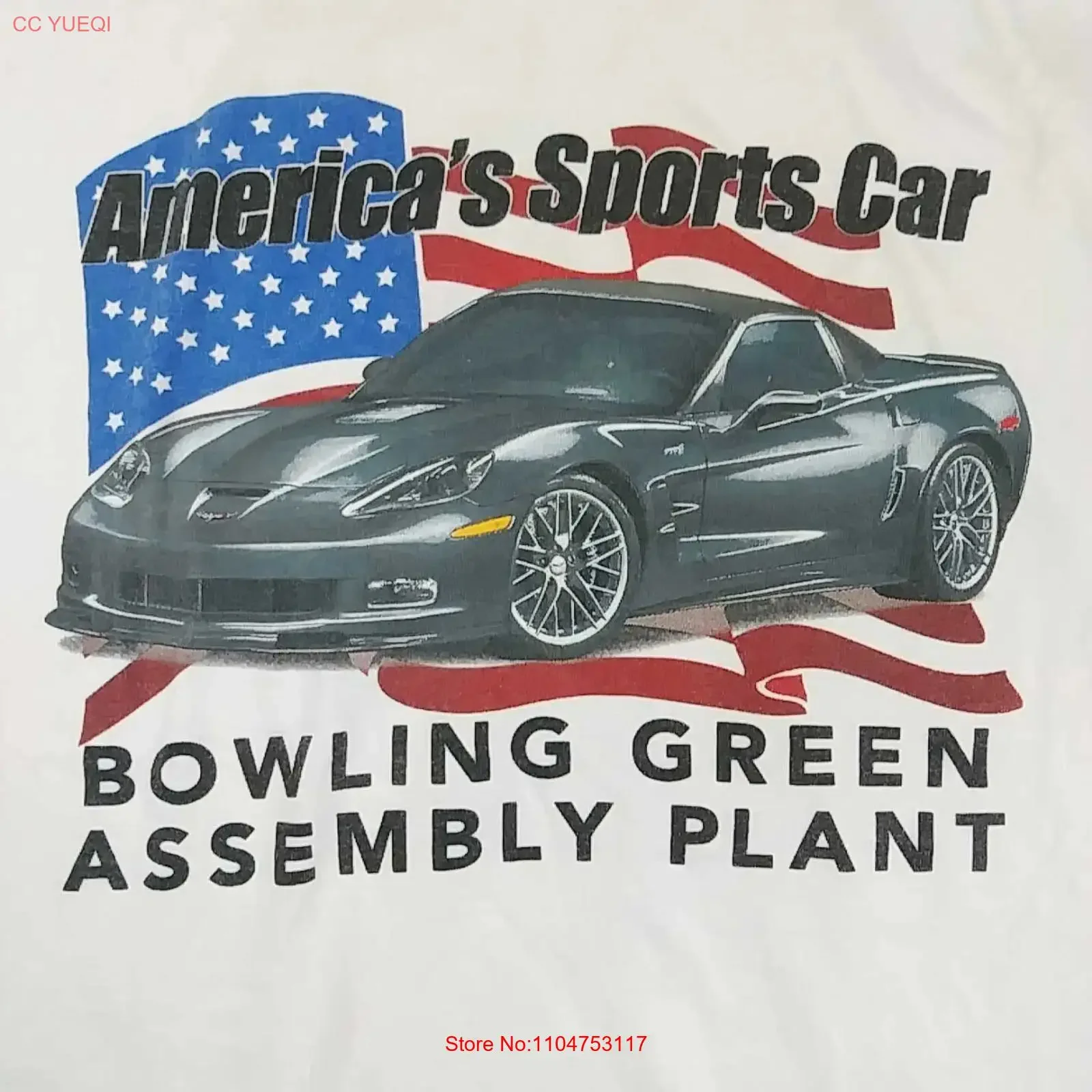 America's Sports Car Bowling Green Assembly Plant White T Shirt Size Large vintage Washed Breathable Casual designer clothes