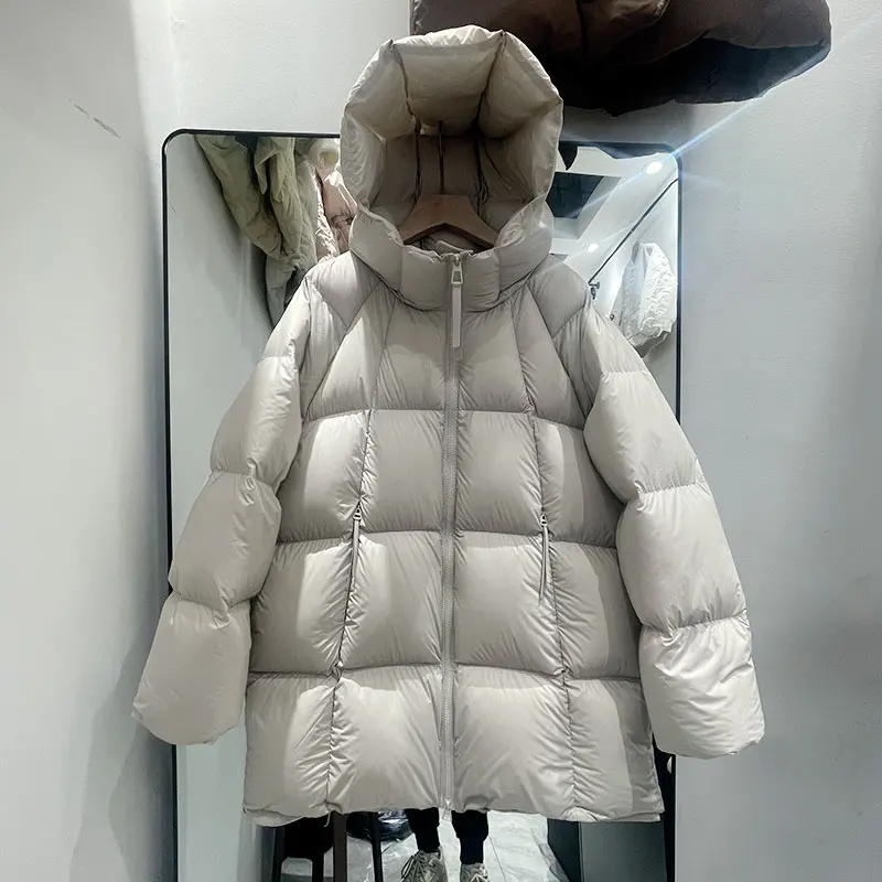 Parker Autumn Winter Clothes Women Fashion Short White Duck Down Coat Warm Thick Hooded Puffer Jacket Female