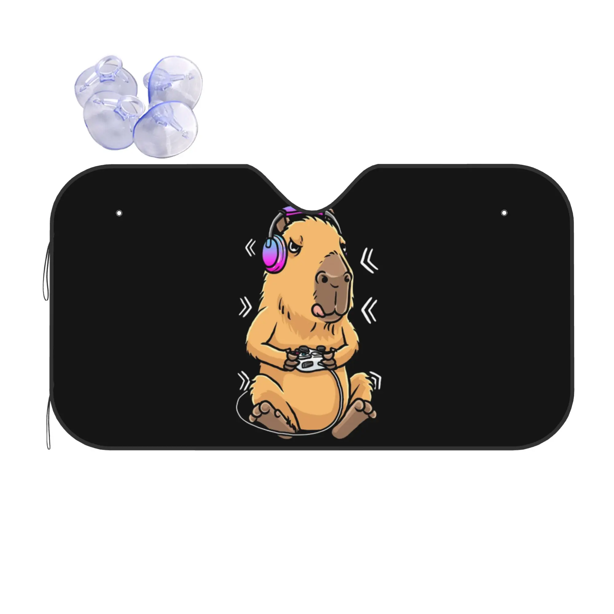 Capybara Giant Cavy Rodent Gamer Gaming Car Front Windshield Sun Visor Heat Insulation  Portable Aluminum Foil Auto Visor